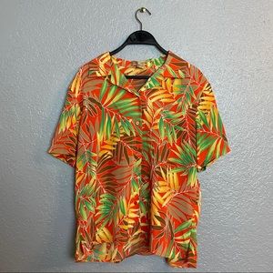 VINTAGE NOTATIONS PALM LEAF BUTTON UP {XL}